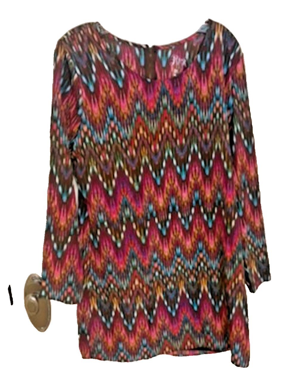 Rock 47 by Wrangler Dress Womens Medium Brown Aztec Boho Bell Sleeve